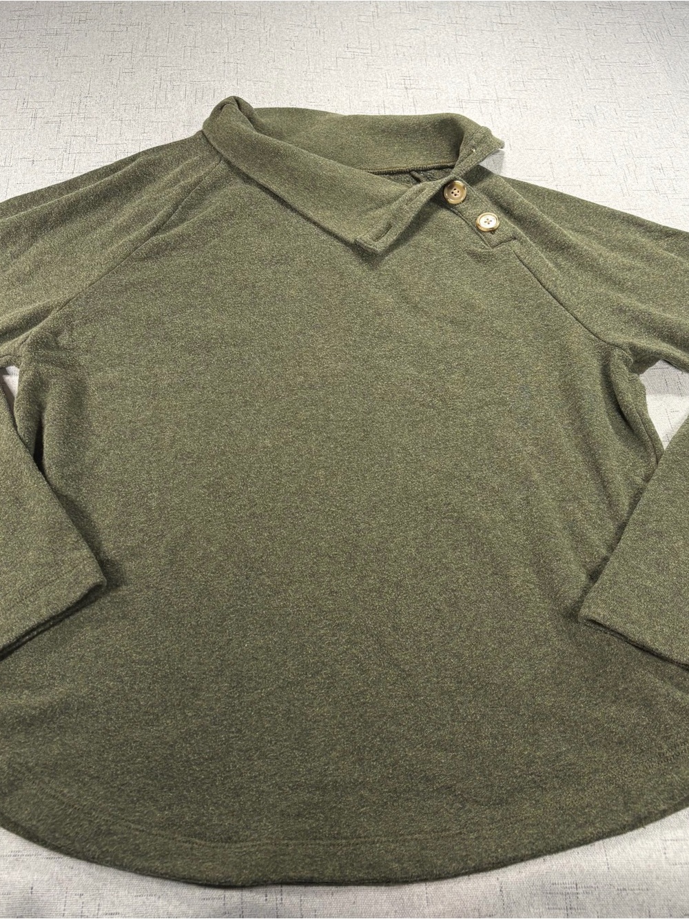 J.CREW Green Fleece Button-Neck Collared Pullover Sweatshirt Men's M